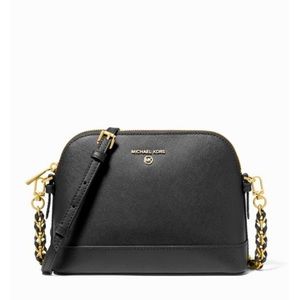NWT Michael Kors Black Large Saffiano Leather Dome Crossbody Bag